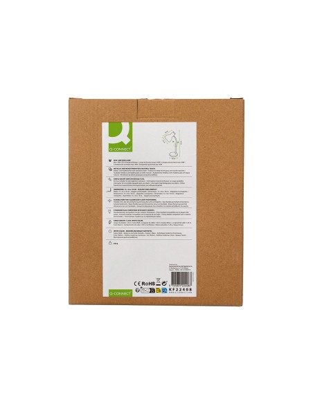 Lampara de escritorio q-connect orion metalica con detalles de madera brazo flexible color blanco