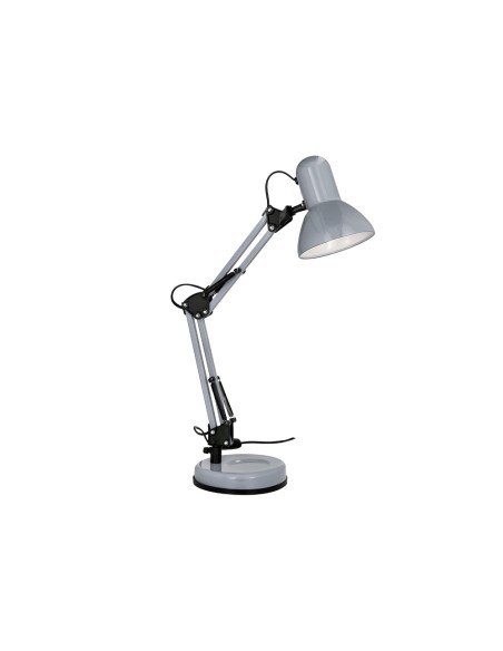 Lampara de escritorio q-connect polaris metalica con interruptor brazo doble tres articulaciones color plata