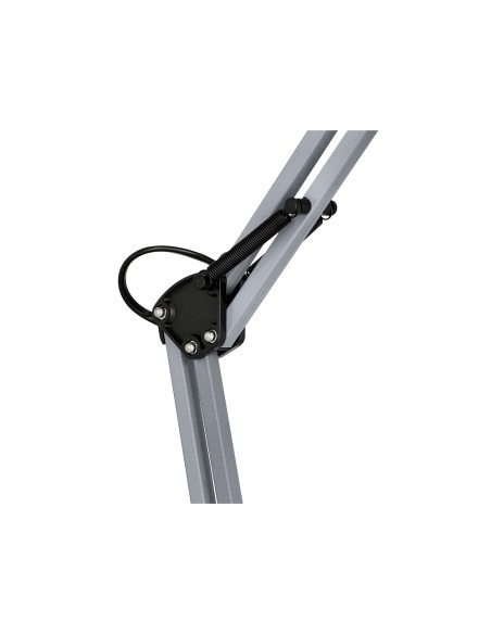 Lampara de escritorio q-connect polaris metalica con interruptor brazo doble tres articulaciones color plata