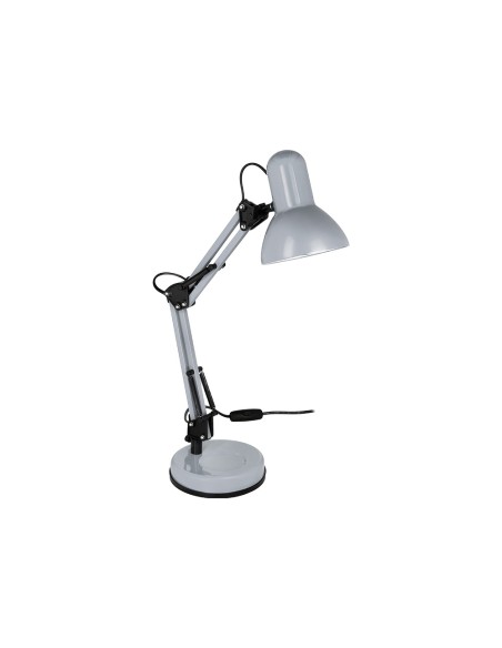 Lampara de escritorio q-connect polaris metalica con interruptor brazo doble tres articulaciones color plata