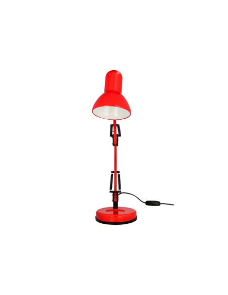 Lampara de escritorio q-connect polaris metalica con interruptor brazo doble tres articulaciones color rojo