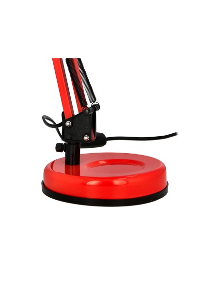 Lampara de escritorio q-connect polaris metalica con interruptor brazo doble tres articulaciones color rojo