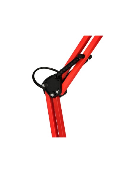 Lampara de escritorio q-connect polaris metalica con interruptor brazo doble tres articulaciones color rojo