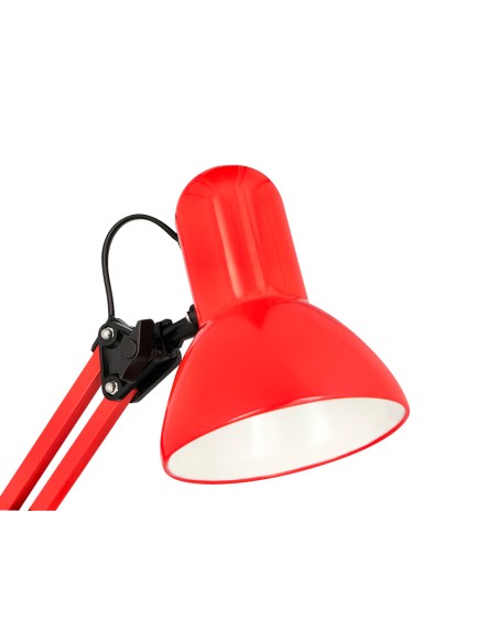Lampara de escritorio q-connect polaris metalica con interruptor brazo doble tres articulaciones color rojo