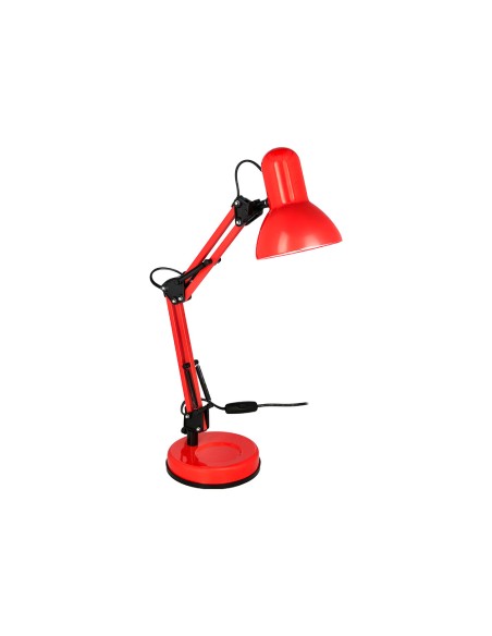 Lampara de escritorio q-connect polaris metalica con interruptor brazo doble tres articulaciones color rojo