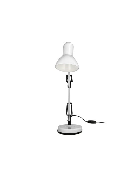Lampara de escritorio q-connect polaris metalica con interruptor brazo doble tres articulaciones color blanco