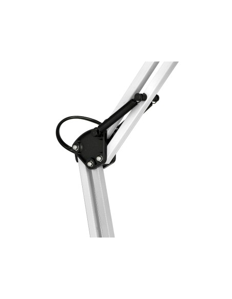 Lampara de escritorio q-connect polaris metalica con interruptor brazo doble tres articulaciones color blanco