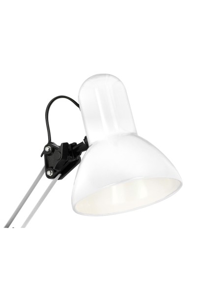 Lampara de escritorio q-connect polaris metalica con interruptor brazo doble tres articulaciones color blanco