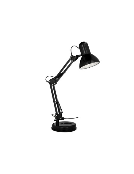 Lampara de escritorio q-connect polaris metalica con interruptor brazo doble tres articulaciones color negro