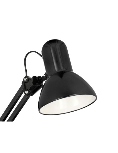 Lampara de escritorio q-connect polaris metalica con interruptor brazo doble tres articulaciones color negro