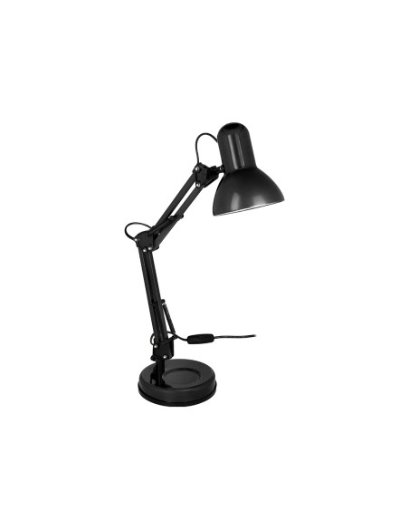 Lampara de escritorio q-connect polaris metalica con interruptor brazo doble tres articulaciones color negro