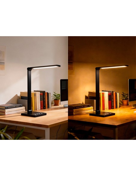 Lampara de escritorio q-connect vega led 10w 400 lm tactil 5 niveles de color brillo regulable color negro