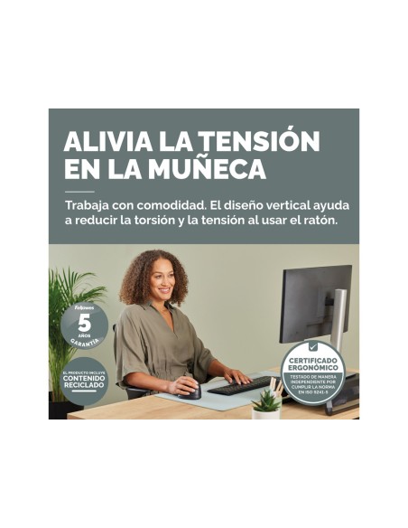 Raton fellowes ergonomico vertical breyta mediano diestros optico 1600 dpi color negro