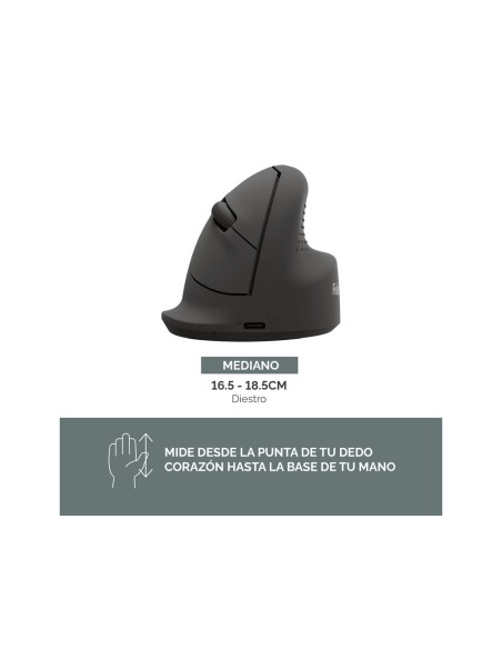 Raton fellowes ergonomico vertical breyta mediano diestros optico 1600 dpi color negro