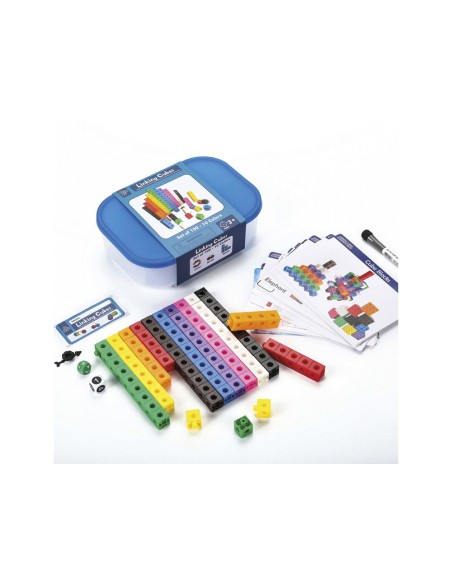 Cubo engarzable para juegos matematicos set de 100 unidades en 10 colores surtidos + 3 años