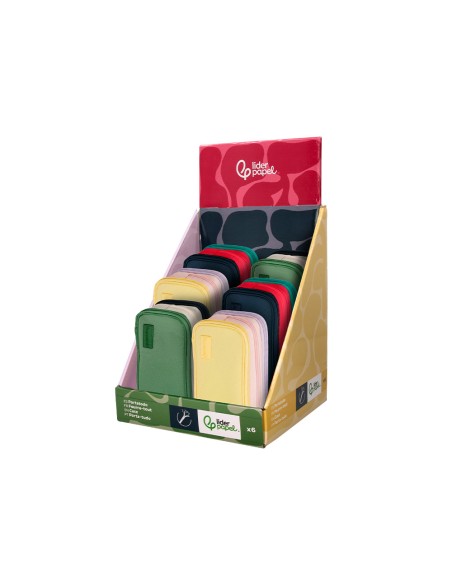 Estuche portatodo liderpapel funky 3 cremalleras con aperturas laterales 220x100x65 mm
