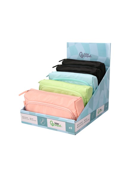 Estuche portatodo liderpapel minibag 2 cremalleras con bolsillo interior 210x100x70 mm