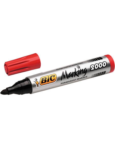 Rotulador bic marcador eco permanente marking 2000 rojo trazo 1,7 mm caja de 12 unidades