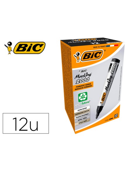 Rotulador bic marcador eco permanente marking 2000 negro trazo 1,7 mm caja de 12 unidades