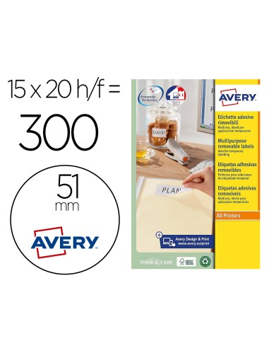 Etiqueta adhesiva avery blanca redonda...