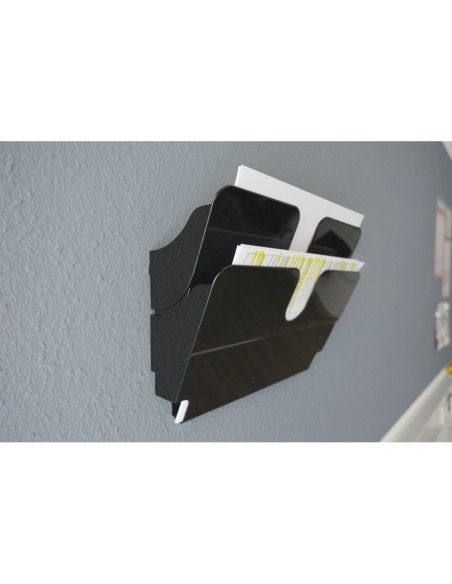 Expositor de mural durable flexiplus a4 horizontal doble magnetico negro