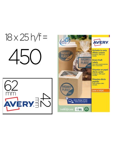 Etiqueta adhesiva avery kraft efecto carton...