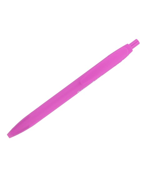 Boligrafo liderpapel punta 1 mm retractil con clip acabado soft touch tinta azul cuerpo rosa