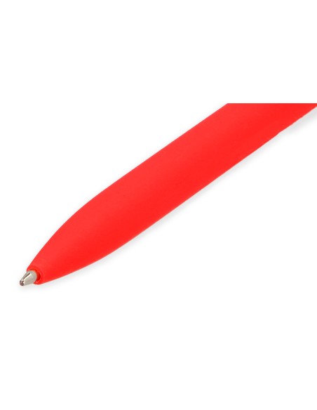 Boligrafo liderpapel punta 1 mm retractil con clip acabado soft touch tinta roja cuerpo rojo
