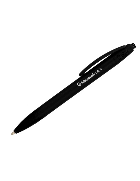 Boligrafo liderpapel punta 1 mm retractil con clip acabado soft touch tinta negra cuerponegro