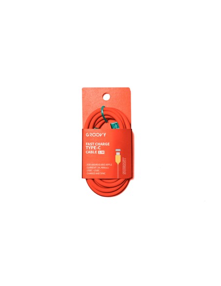 Cable groovy usb 2.0 tipo c a tipo c longitud 1 m silicona color naranja