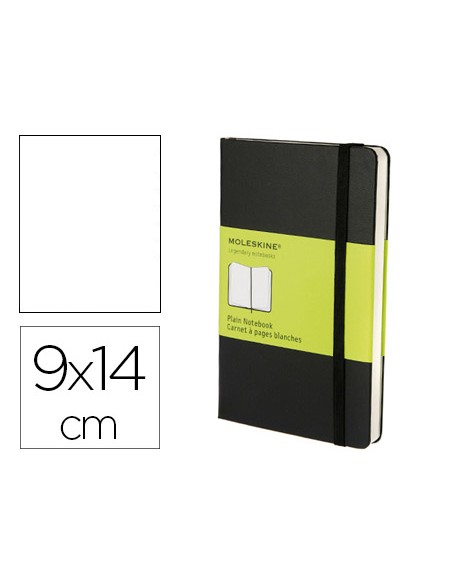 Libreta moleskine tapa dura liso 192 hojas color negro cierre con goma 90x140 mm