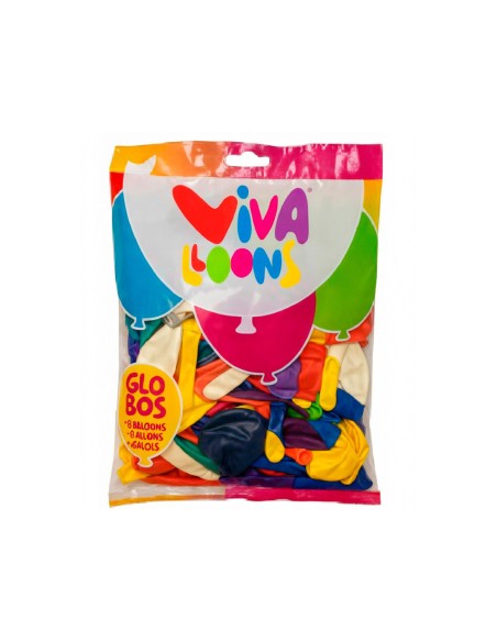 Globo 100% latex biodegradable vivalloons surtido especial colores surtidos bolsa de 250 gr