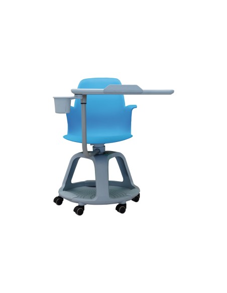 Silla bi-office confidente modular con ruedas y bandeja giratoria color azul 690x690x1050 mm