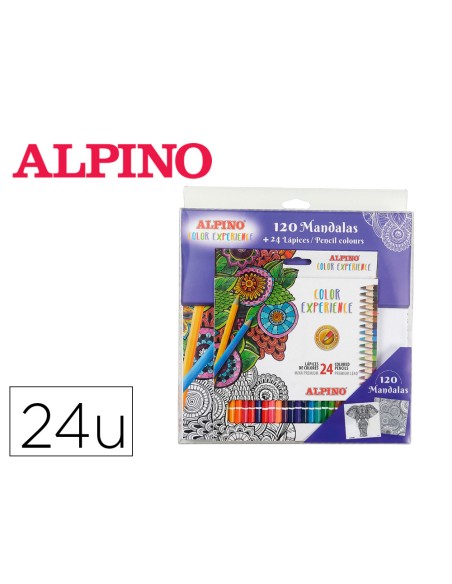 Set de dibujo alpino color experience 24 lapices de colores y libro de 120 mandalas