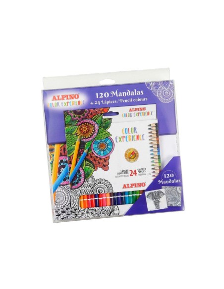 Set de dibujo alpino color experience 24 lapices de colores y libro de 120 mandalas