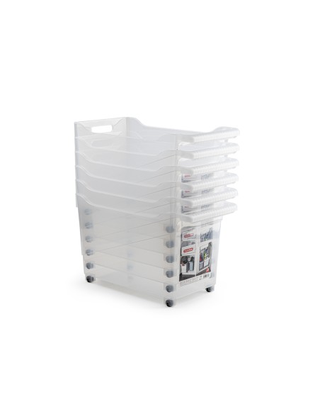 Carrito multiusos plasticforte n 2 transparente con asa 240x455x275 mm