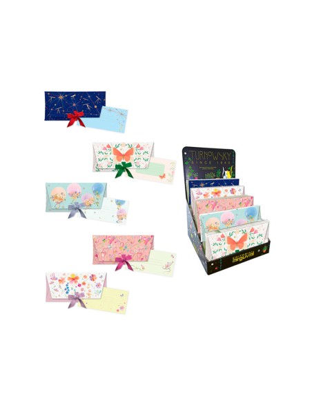 Sobres de regalo arguval con lazo + tarjeta 4 modelos papel 250 gr con relieve y holografia 23x11 cm