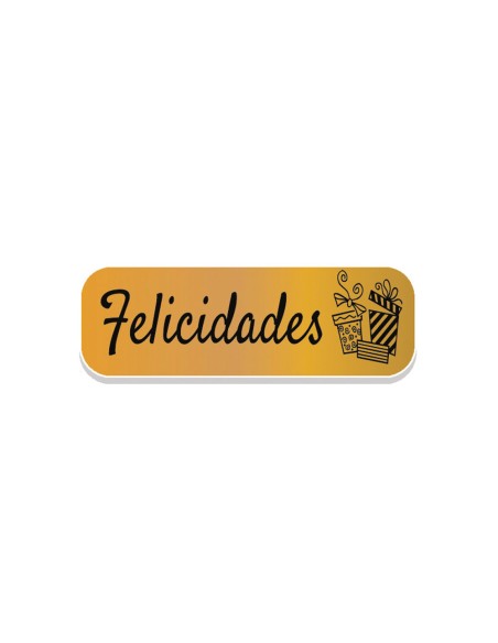 Etiqueta adhesiva arguval holografica oro felicidades rollo de 250 unidades