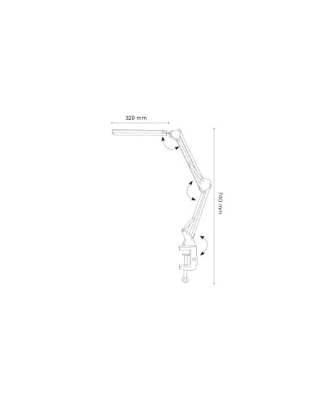 Lampara de escritorio q-connect rigel led 8w 320 lm aluminio con pinza brazo doble3 articulaciones color negro
