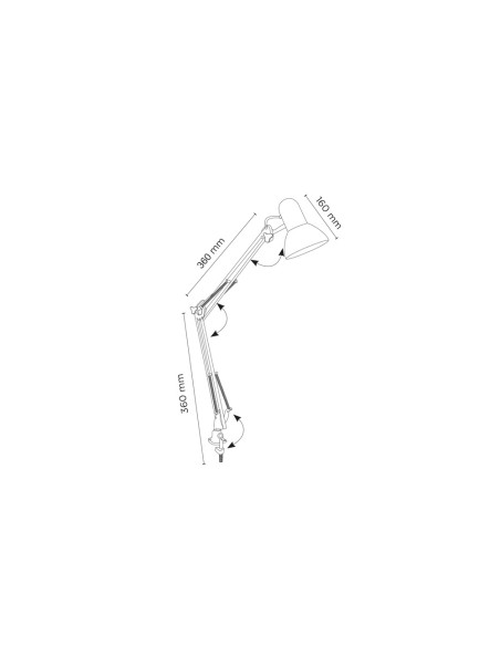 Lampara de escritorio q-connect antares metalica conpinza interruptor brazo doble 3 articulaciones color negro