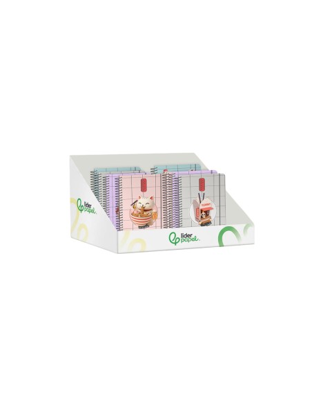 Agenda escolar liderpapel 26-27 espiral oriental diseños surtidos bilingüe 80 g papel fsc expositor 8 unidades