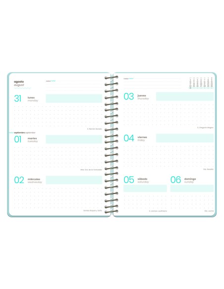 Agenda escolar liderpapel 26-27 espiral fantasy f semana vista a6+ bilingue 80g papel fsc diseño4