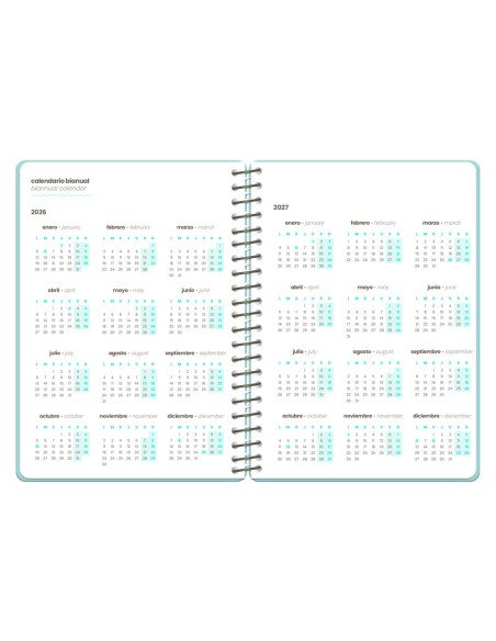 Agenda escolar liderpapel 26-27 espiral fantasy f semana vista a6+ bilingue 80g papel fsc diseño4