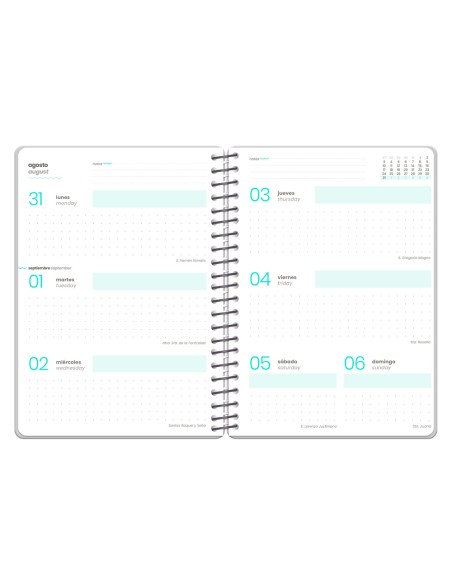Agenda escolar liderpapel 26-27 espiral oriental semana vista a6+ bilingue 80g papel fsc fideos