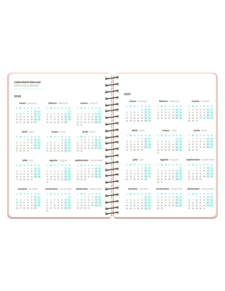 Agenda escolar liderpapel 26-27 espiral oriental semana vista a6+ bilingue 80g papel fsc gato
