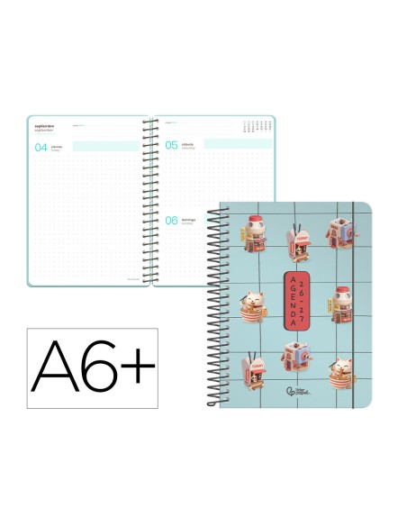 Agenda escolar liderpapel 26-27 espiral oriental dia pagina a6+ bilingue 80g papel fsc mix