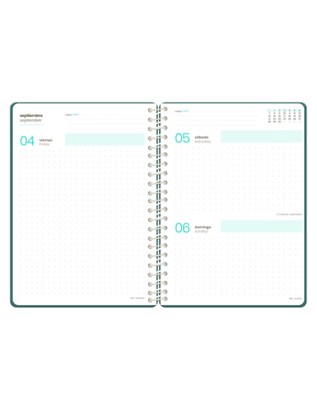 Agenda escolar liderpapel 26-27 espiral pattern dia pagina a6 bilingue 80g papel fsc cuadricula