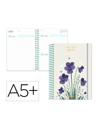 Agenda escolar liderpapel 26-27 espiral flowers...
