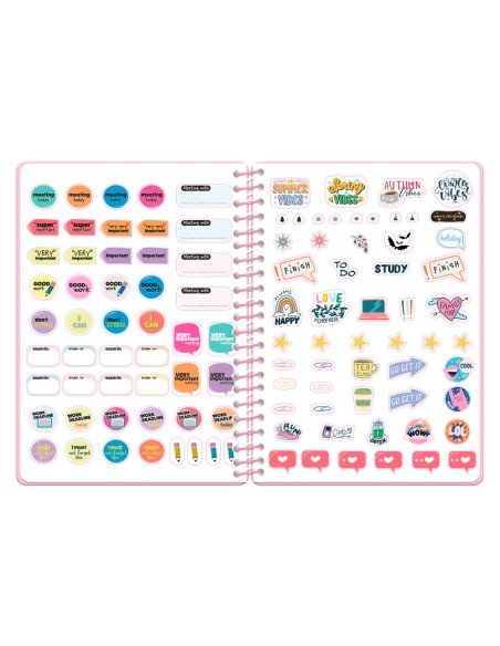 Agenda escolar liderpapel 26-27 espiral military dia pagina a5+ bilingue 80g papel fsc rosa