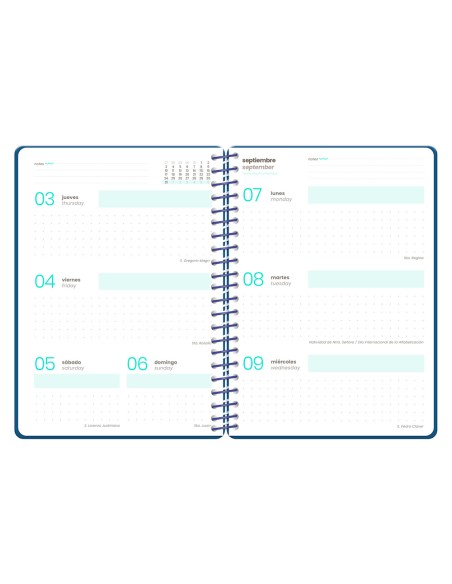 Agenda escolar liderpapel 26-27 espiral military semana vista a5+ bilingue 80g papel fsc azul marino